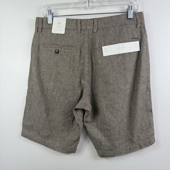 Porter & Ash New Linen Cotton Blend Shorts Mens 30 Sustainable Preppy Brown Tan - Picture 10 of 11
